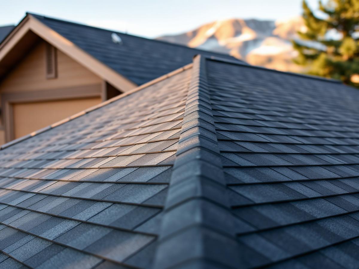 New architectural shingle roof ridge on a Colorado home